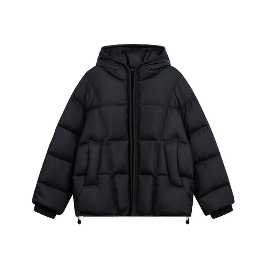 Damen Kurze Wattierte Kapuzenjacke mit Kordelzug und Reißverschluss Nord Taschen