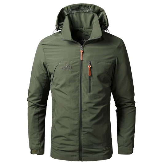 Herren Leichte wasserabweisende Allwetter-Outdoorjacke mit Kapuze und Brust-Reißverschluss Nord Taschen