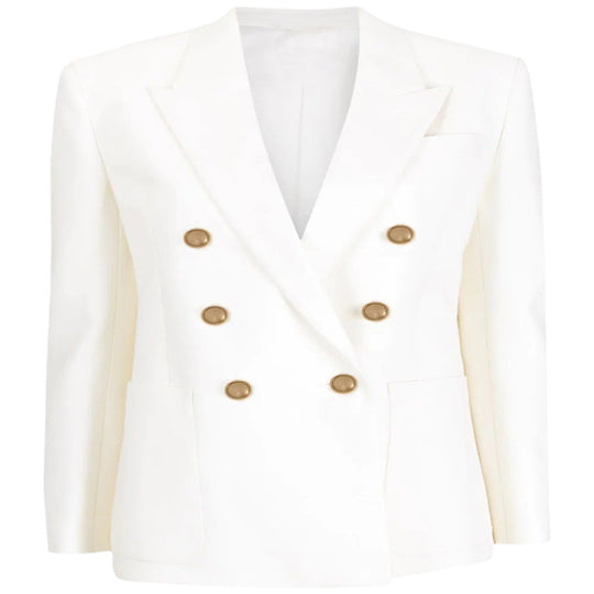 Damen Boxy-Zweireiher-Blazer im Clean-Tailoring mit strukturierten Schultern Nord Taschen