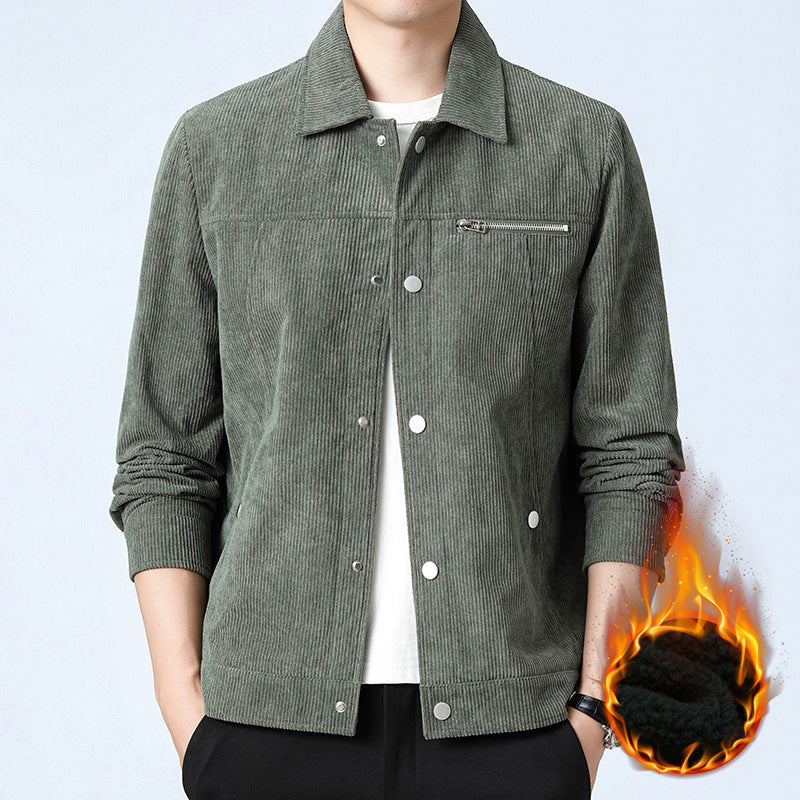 Herren Cord‑Overshirt aus Breitcord mit Druckknopf‑Front und Zipper‑Brusttasche Nord Taschen