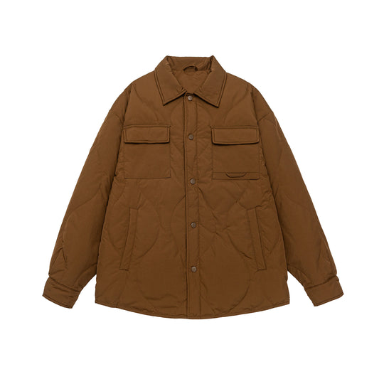 Herren Gesteppte Oversize-Hemdjacke mit Steppung, Druckknöpfen und Brusttaschen Nord Taschen