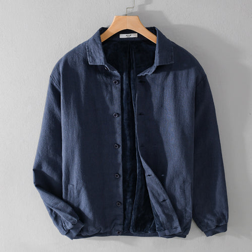 Herren Gefütterte Overshirt-Jacke aus Leinen-Mix Nord Taschen