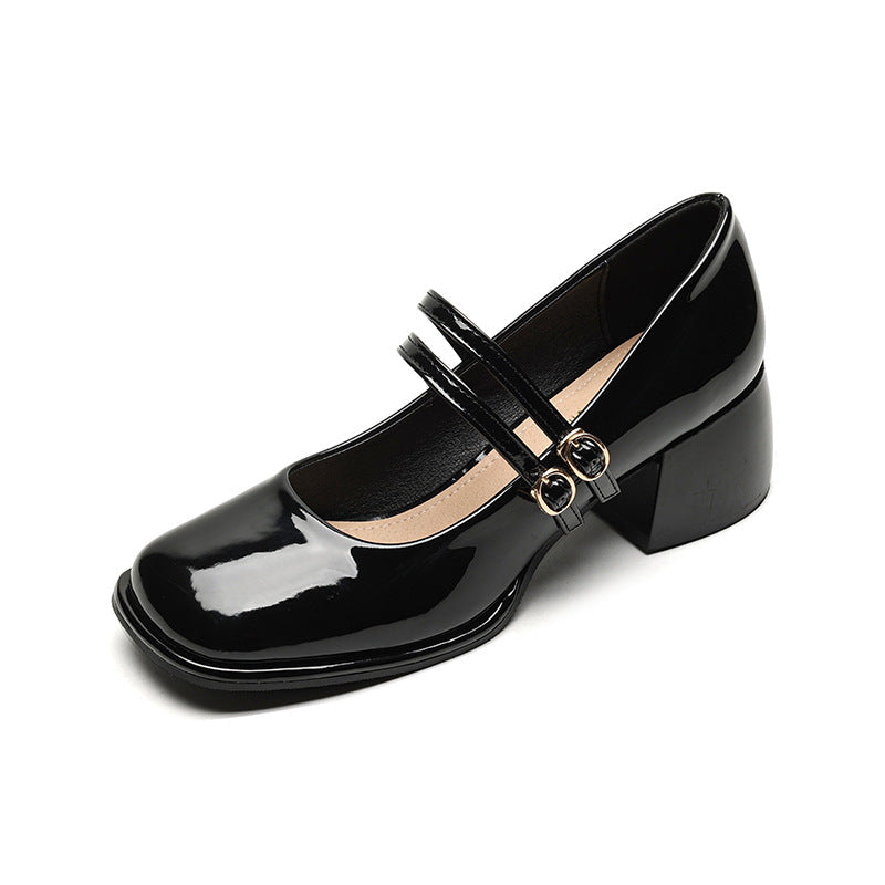Damen Plateau-Pumps mit dekorativem Doppelriemen