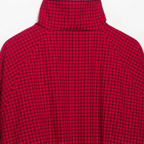 Damen Cropped Bomberjacke mit Stehkragen, Karomuster und elastischem Saum Nord Taschen