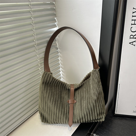 Damen Hobo-Tasche mit luxuriösem Rippenmuster und eleganter Lederakzent Nord Taschen