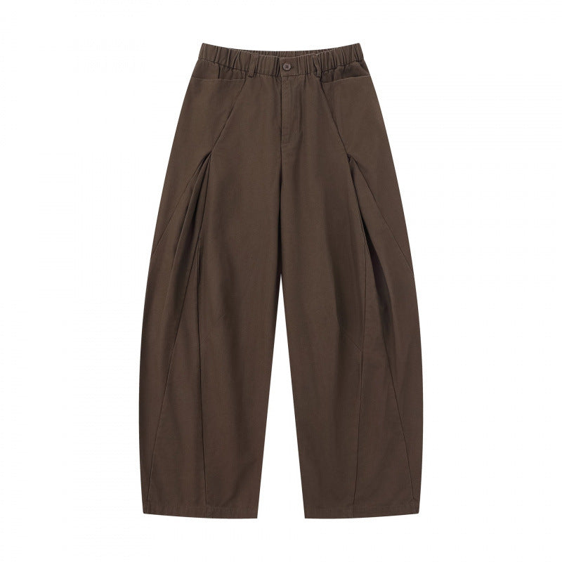 Damen Weite Culotte-Hose mit elastischem Bund, dekorativen Falten und geschwungenen Nahtdetails Nord Taschen