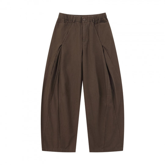 Damen Weite Culotte-Hose mit elastischem Bund, dekorativen Falten und geschwungenen Nahtdetails Nord Taschen