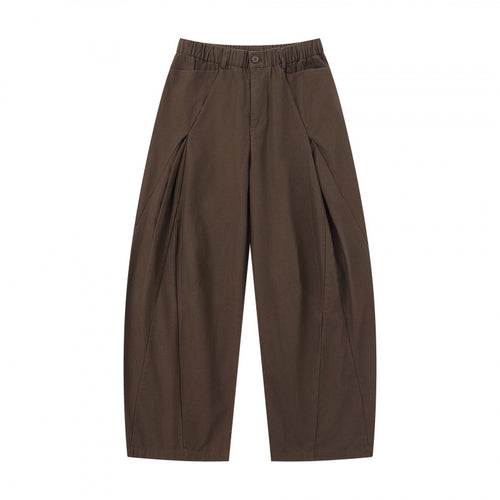 Damen Weite Culotte-Hose mit elastischem Bund, dekorativen Falten und geschwungenen Nahtdetails Nord Taschen