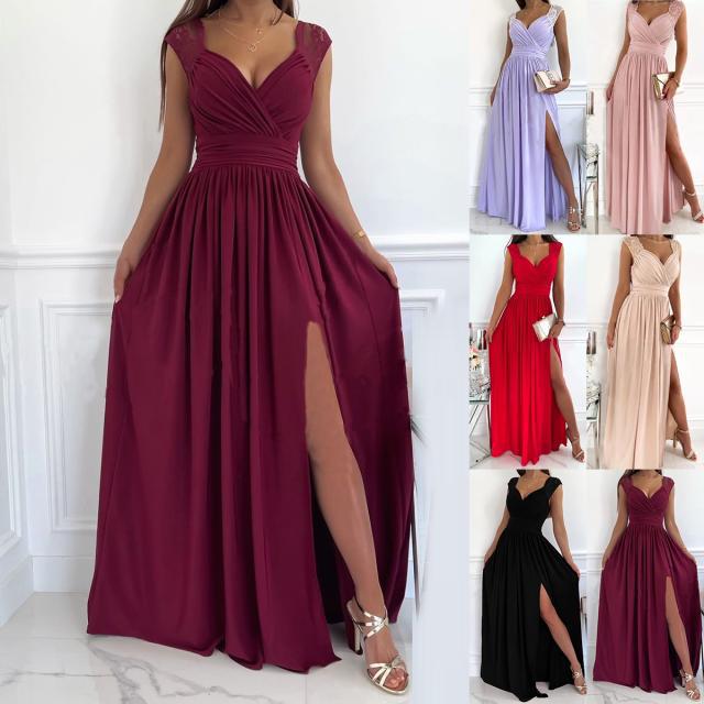 Nord Taschen | Damen Abendkleid mit elegantem V-Ausschnitt und Rüschendetails