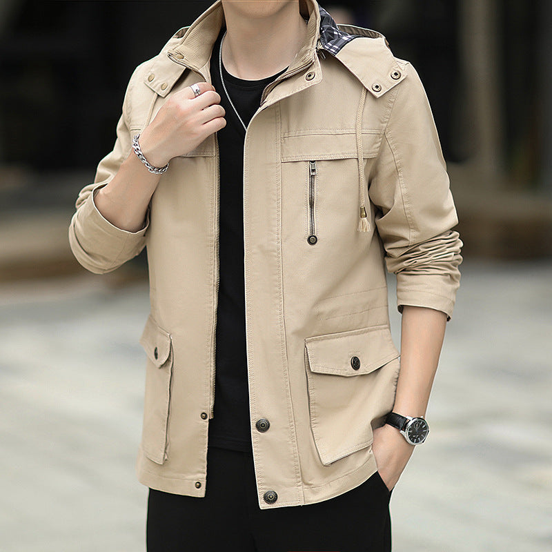 Herren leichter Canvas-Parka im Field-Style mit Kapuze und Multifunktions-Taschen Nord Taschen