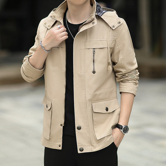 Herren leichter Canvas-Parka im Field-Style mit Kapuze und Multifunktions-Taschen Nord Taschen