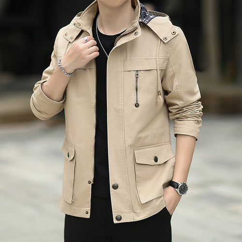 Herren leichter Canvas-Parka im Field-Style mit Kapuze und Multifunktions-Taschen Nord Taschen