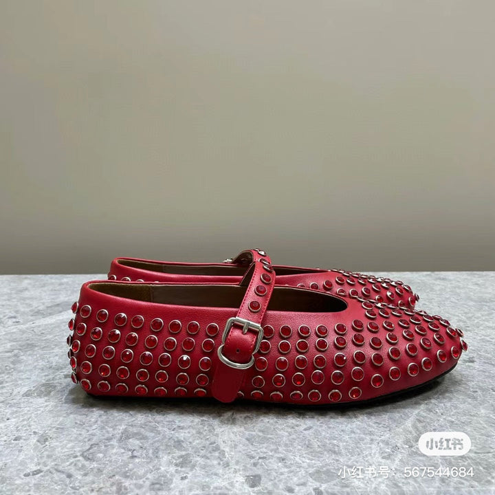 Damen Modische Ballerinas mit Strassverzierungen und komfortablem Fußbett
