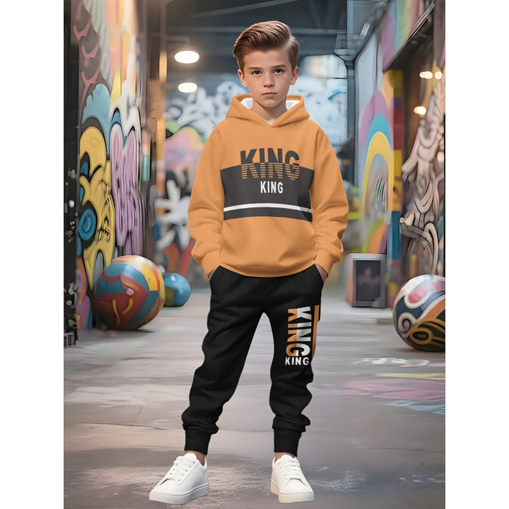 Unisex Kinder Jogginganzug mit Kapuzenpullover und detailreichem Auto-Print Nord Taschen