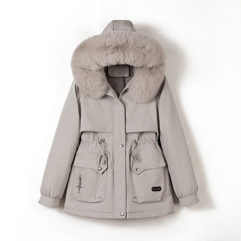Damen nan wattierter Parka mit abnehmbarer Kunstpelzkapuze, tailliertem Kordelzug und weichem Teddy-Innenfutter Nord Taschen