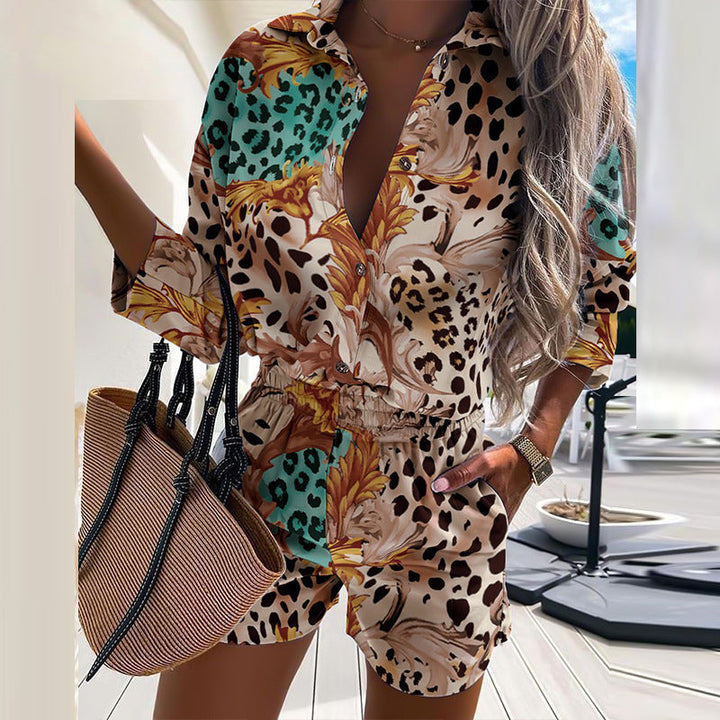 Damen Kurzarm-Jumpsuit mit Schickem ZNord Taschenra-Design und Elastischem Bund