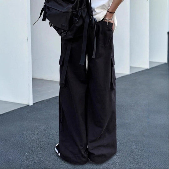 Unisex Oversize-Cargo-Jeanshose mit breiten Beinen, Klappentaschen und Druckknopf-Leiste Nord Taschen