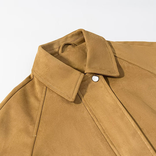 Damen Kurzjacke im Veloursleder-Look mit Raglanärmeln und elastischem Saum Nord Taschen
