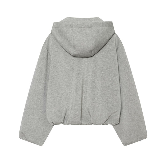 Damen Kurzgeschnittene Boxy-Kapuzenjacke mit durchgehendem Reißverschluss und kontrastierender Kordel Nord Taschen