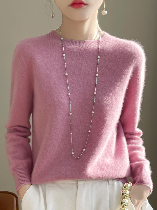 Damen Luxuriöser Kuschelstrick-Pullover mit Rundhals und Mohair-Optik Nord Taschen