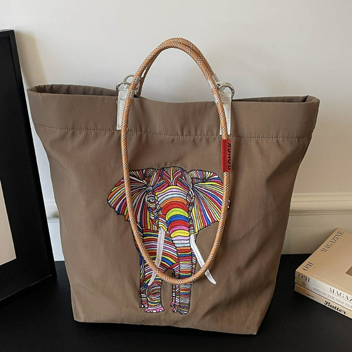 Damen Freizeit Tote Tasche mit buntem Elefantenmotiv Nord Taschen
