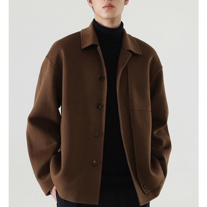 Herren Boxy Wollmix-Hemdjacke mit durchgehender Knopfleiste und überschnittener Schulter Nord Taschen