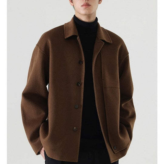 Herren Boxy Wollmix-Hemdjacke mit durchgehender Knopfleiste und überschnittener Schulter Nord Taschen