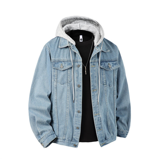 Herren Jeansjacke mit angenähter Kapuze Lagenlook robuste Baumwollmischung Vittorelli Taschen