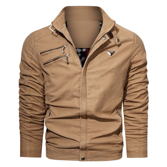 Herren leichtes Canvas‑Utility‑Blouson mit Stehkragen, asymmetrischer Brustreißverschlusspartie und Zier‑Reißverschlüssen Nord Taschen