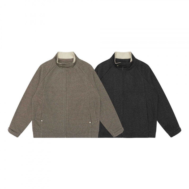 Herren Boxy-Zip-Blousonjacke mit Stehkragen, Raglanärmeln und verdecktem Reißverschluss Nord Taschen