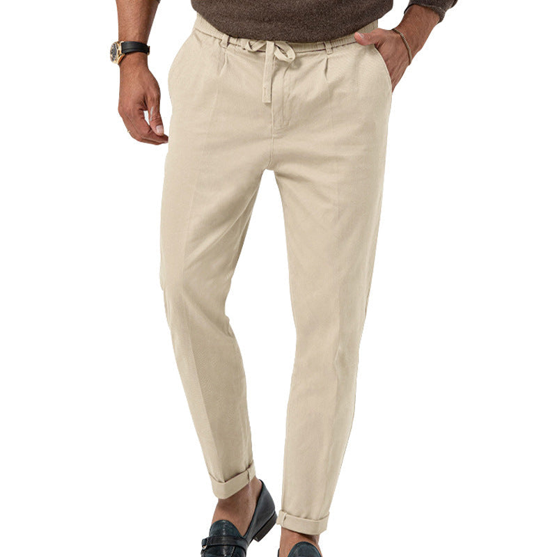Herren nan leichte Leinenhose mit Kordelzug und schmaler Passform
