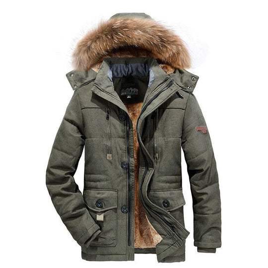 Herren wattierter Parka mit Kunstfellkapuze und Teddyfutter Nord Taschen