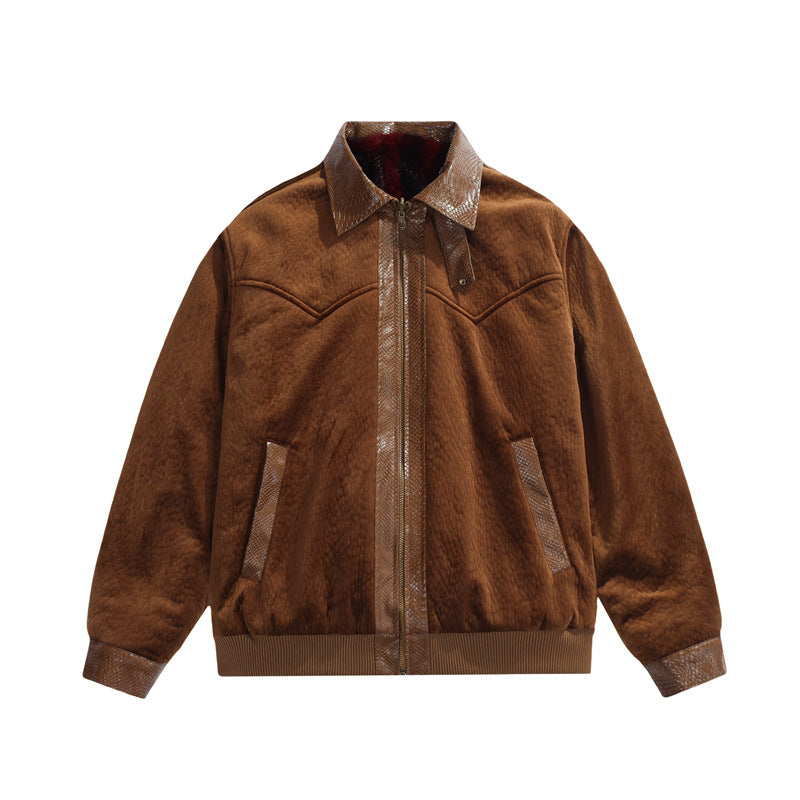 Herren Teddy-Fleece-Boxy-Jacke mit Hemdkragen, durchgehendem Metallreißverschluss & geripptem Saum Nord Taschen