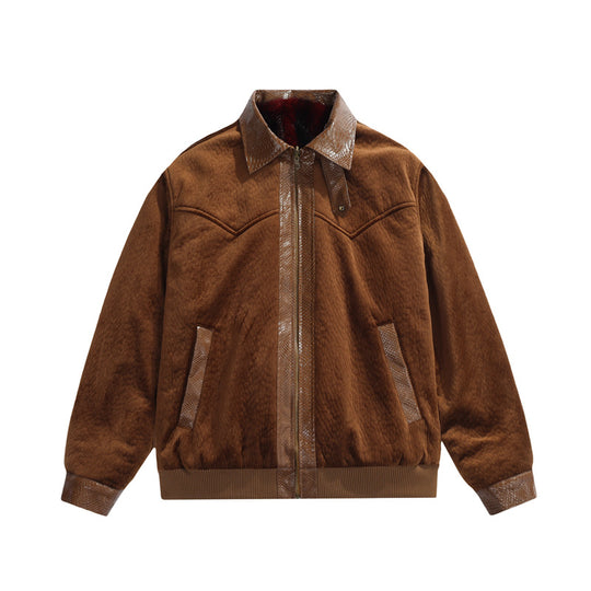 Herren Teddy-Fleece-Boxy-Jacke mit Hemdkragen, durchgehendem Metallreißverschluss & geripptem Saum Nord Taschen