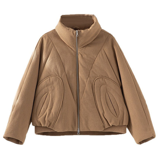 Damen Kurze gesteppte Steppjacke mit hohem Stehkragen und skulpturaler Nahtführung Nord Taschen