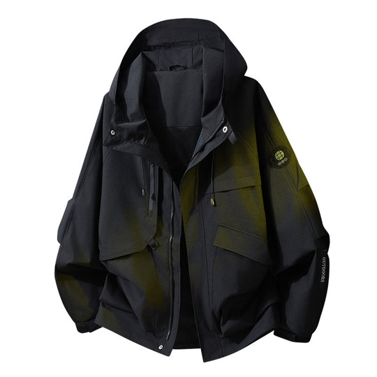 Herren Oversize Utility-Kapuzenjacke mit Multifunktions-Taschen, Zwei-Wege-Reißverschluss & verstellbarem Saum Nord Taschen