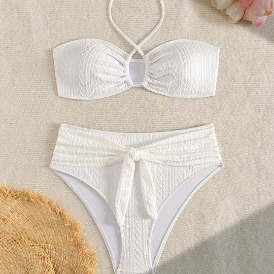 Damen Zweiteiler Bikinis mit Hochgeschnittenem Bund