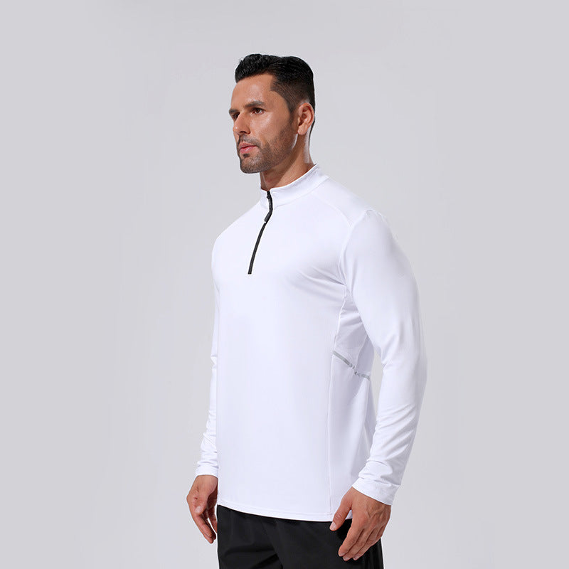 Herren Leichtes Sportliches Langarm-Poloshirt mit kurzem Reißverschluss und Stehkragen Nord Taschen