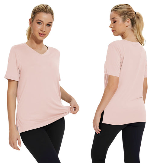 Damen Funktionales V-Ausschnitt Sportshirt mit atmungsaktiver Technologie Nord Taschen