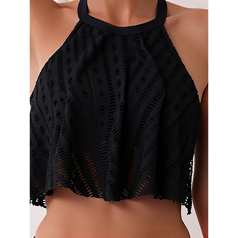 Damen Bikini-Set mit lässigem Crop-Top und hochtaillierten Höschen