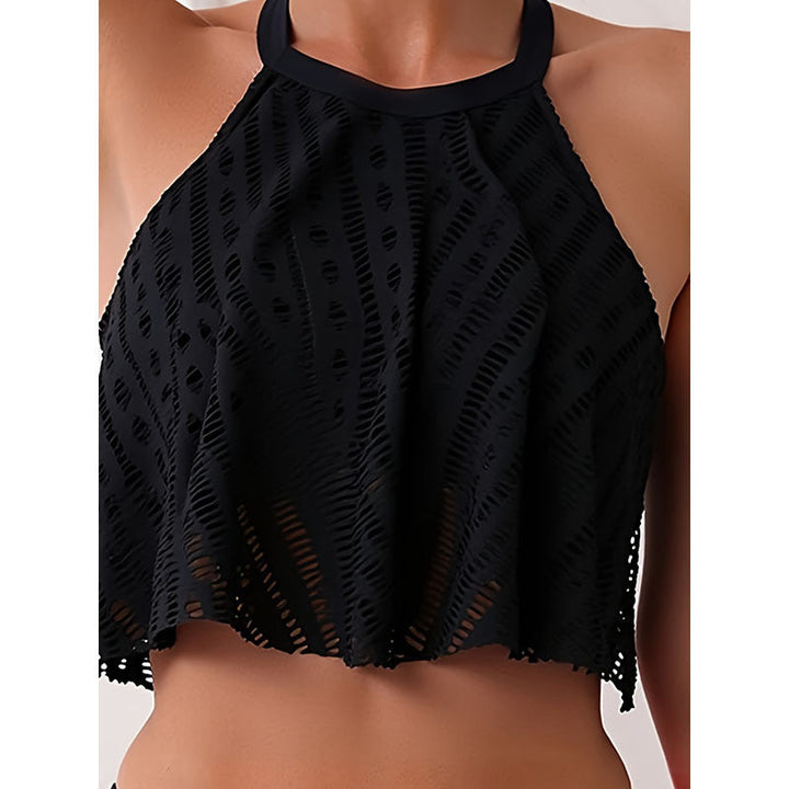 Damen Bikini-Set mit lässigem Crop-Top und hochtaillierten Höschen