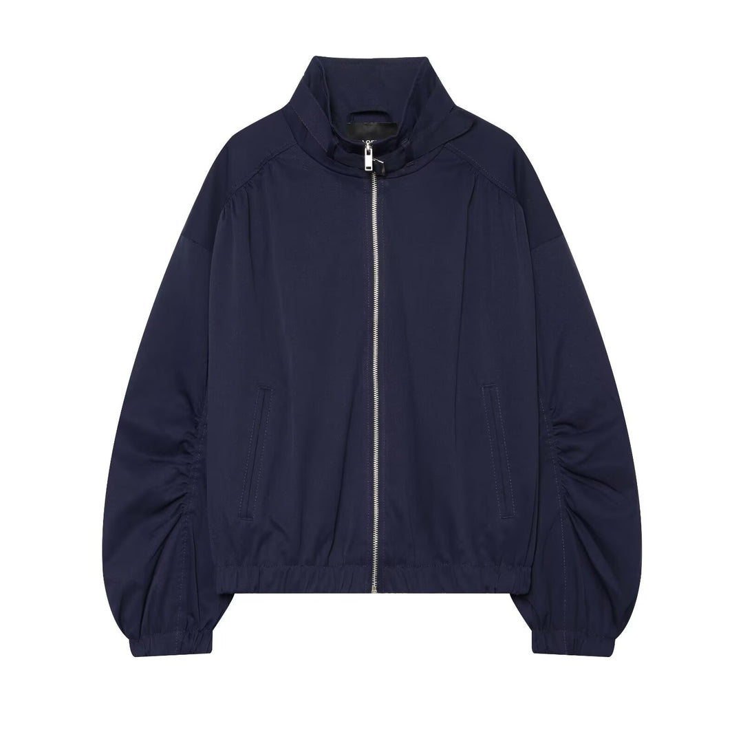 Damen Kurzer Nylon-Blouson mit hohem Stehkragen und gerafften Ballonärmeln Nord Taschen