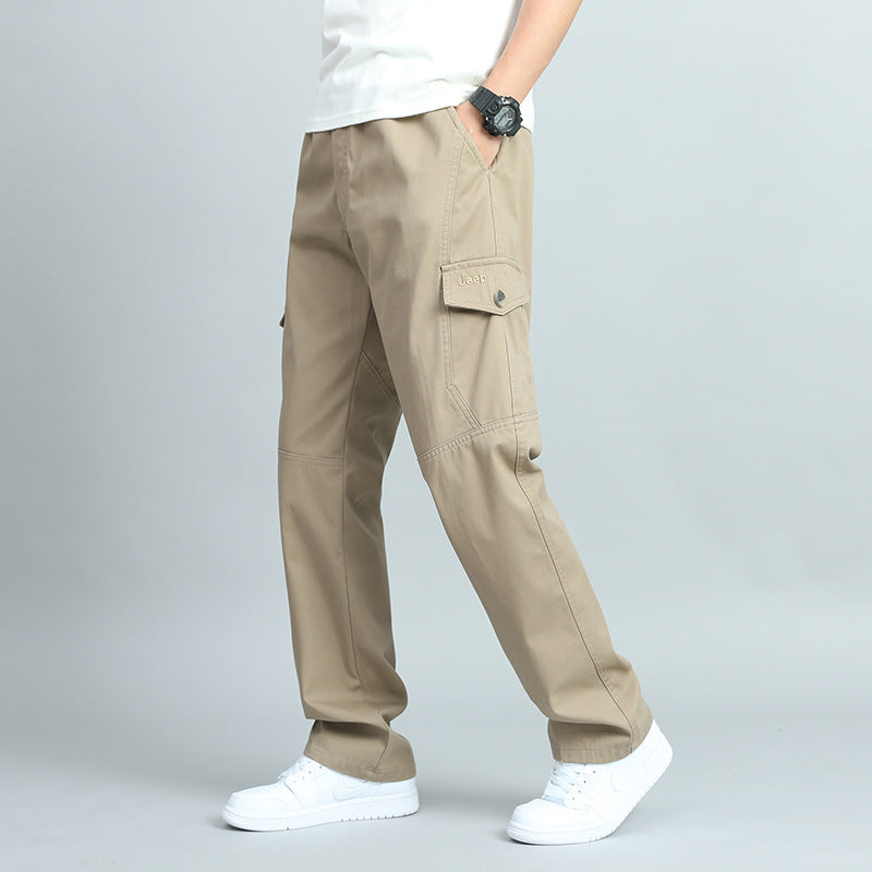 Herren Robuste Canvas-Cargohose mit geradem Bein, Knieabnähern & Klappentaschen Nord Taschen