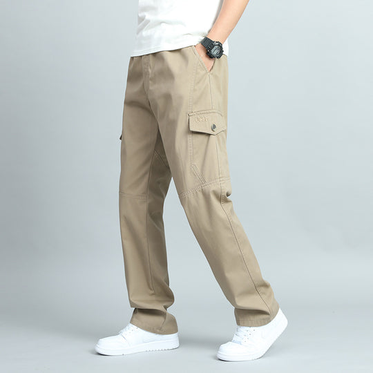 Herren Robuste Canvas-Cargohose mit geradem Bein, Knieabnähern & Klappentaschen Nord Taschen