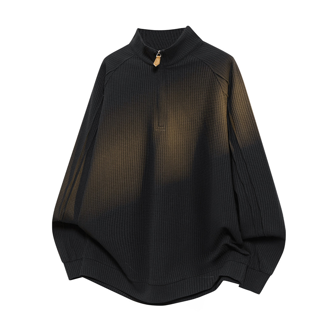 Unisex Waffelstruktur-Halbzip-Pullover mit Stehkragen und Oversized-Schnitt Nord Taschen