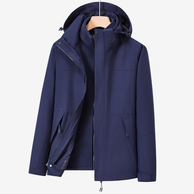 Unisex zweilagige wasserabweisende Outdoorjacke mit Kapuze und Colorblock-Design Nord Taschen