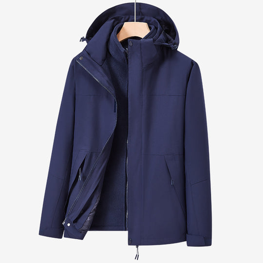 Unisex zweilagige wasserabweisende Outdoorjacke mit Kapuze und Colorblock-Design Nord Taschen