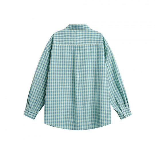 Damen Weites Oversize-Karohemd mit Brusttasche und abgerundetem Saum Nord Taschen