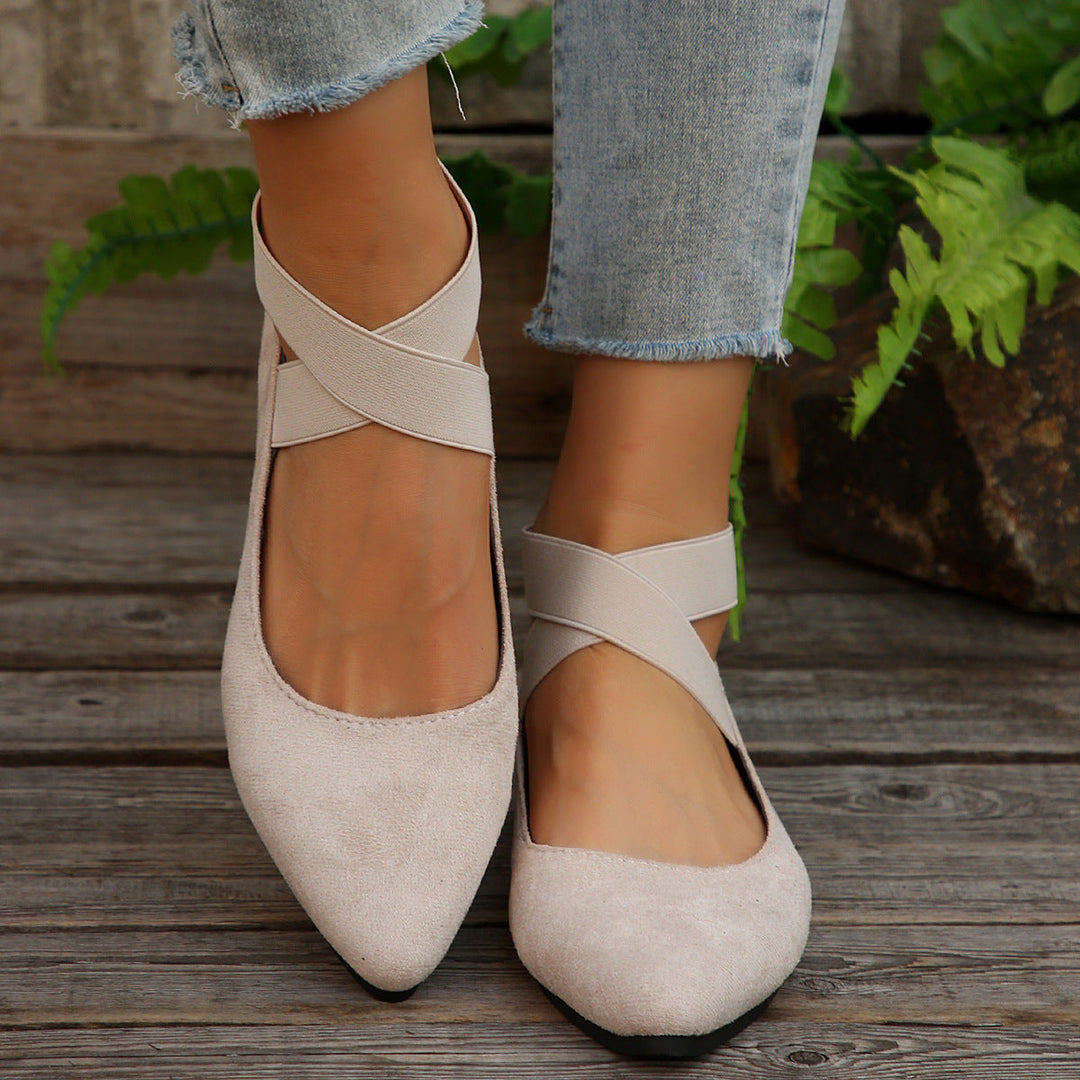 Damen elegante Ballerinas mit verstellbarem Riemchendesign