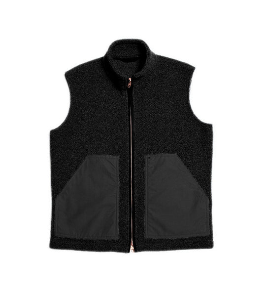 Damen Kurz geschnittene Bouclé-Fleece-Weste mit Stehkragen, Zwei-Wege-Reißverschluss und kontrastierenden Aufsatztaschen Nord Taschen